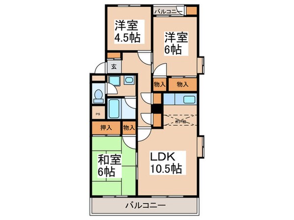 野川住宅 １号棟（401）の物件間取画像